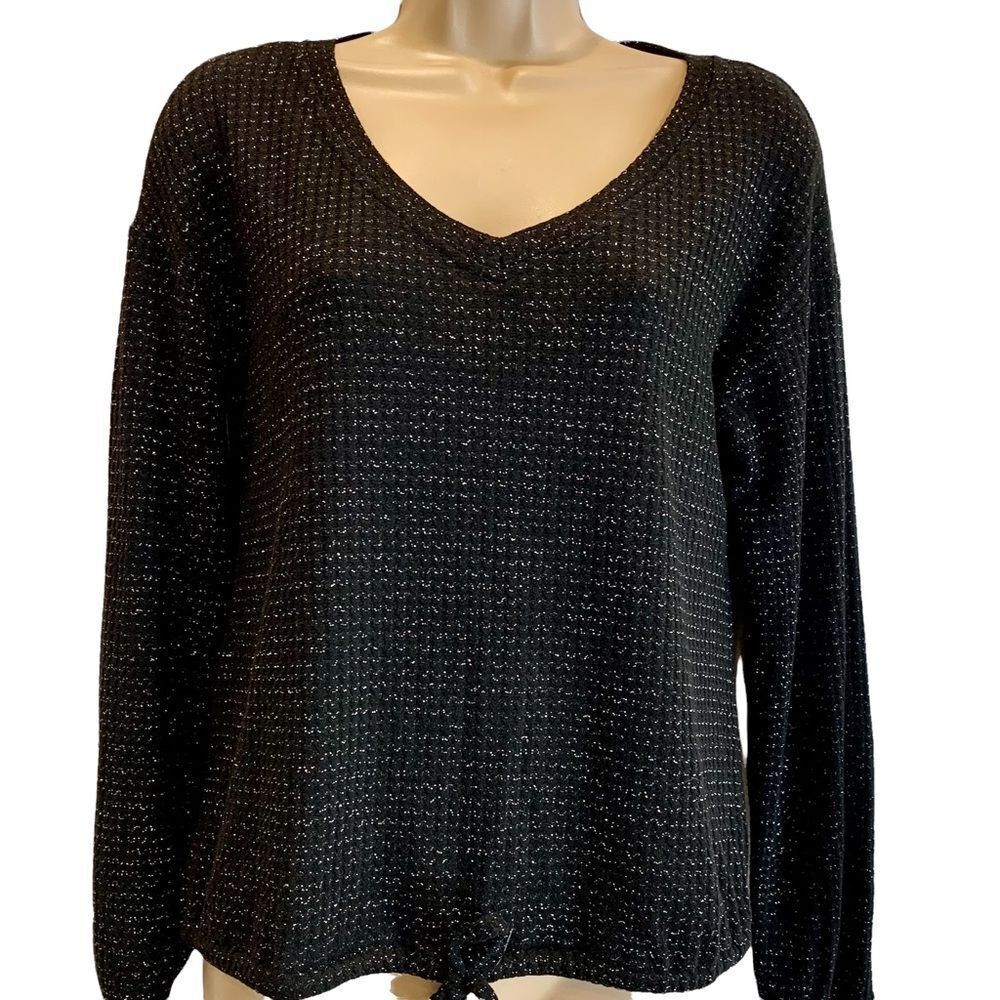 LC Lauren Conrad Black Sparkly Sweater Top XS